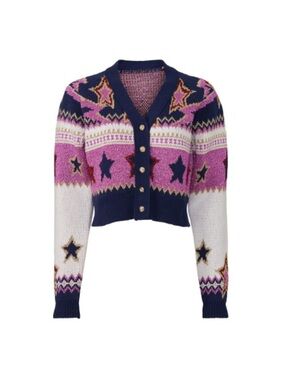 Paco Rabanne Star-Print Sparkly Cropped Cardigan